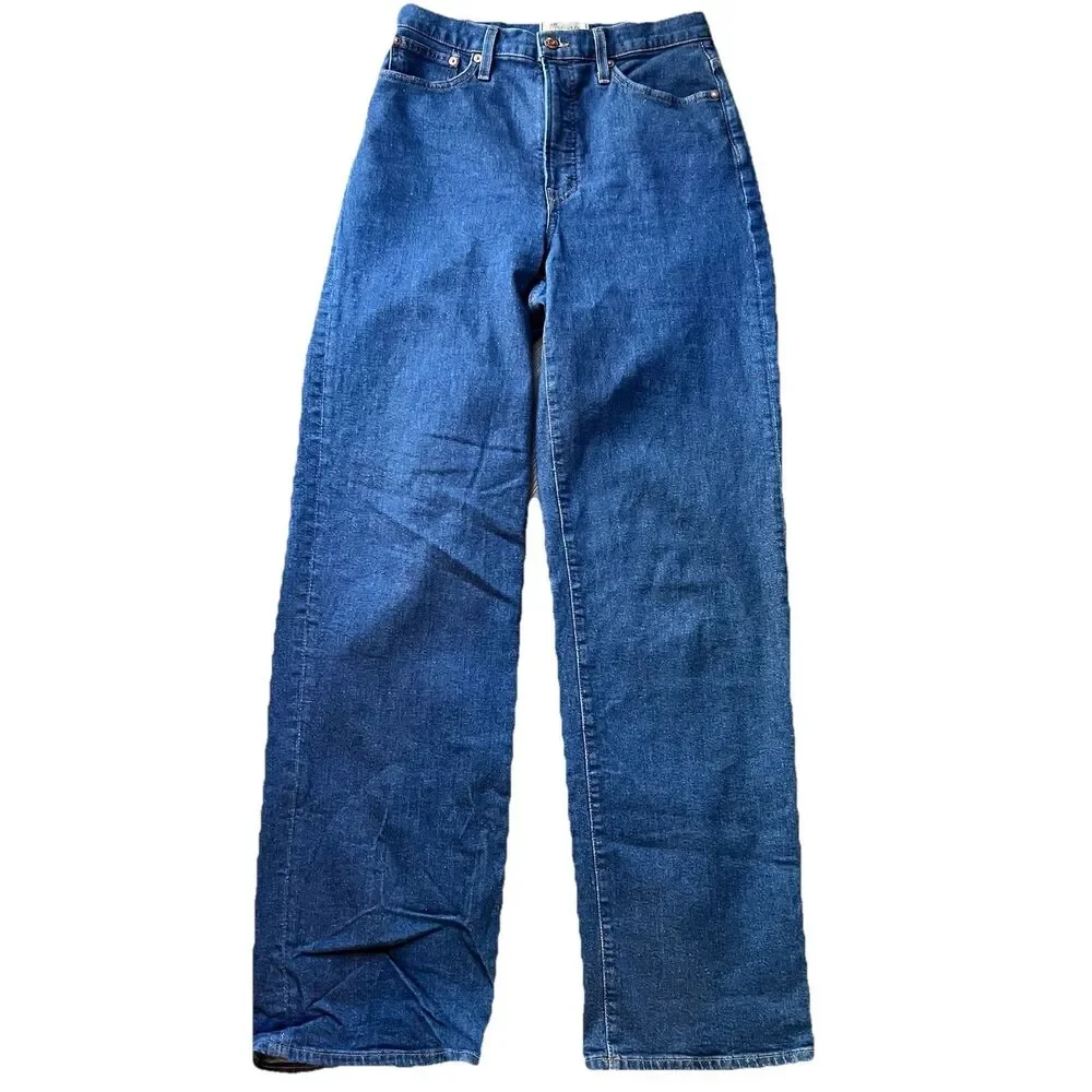 Madewell The Perfect Vintage Wide Leg Blue Denim Jeans Pants Women's 28T (28x34) - Picture 1 of 12